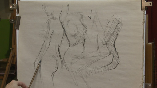 Bryce Liston drawing the draped figure