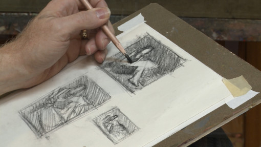 Bryce Liston drawing the draped figure