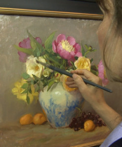 Elizabeth Robbins oil painting roses and peonies