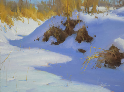 Josh clare oil painting the winter landscape